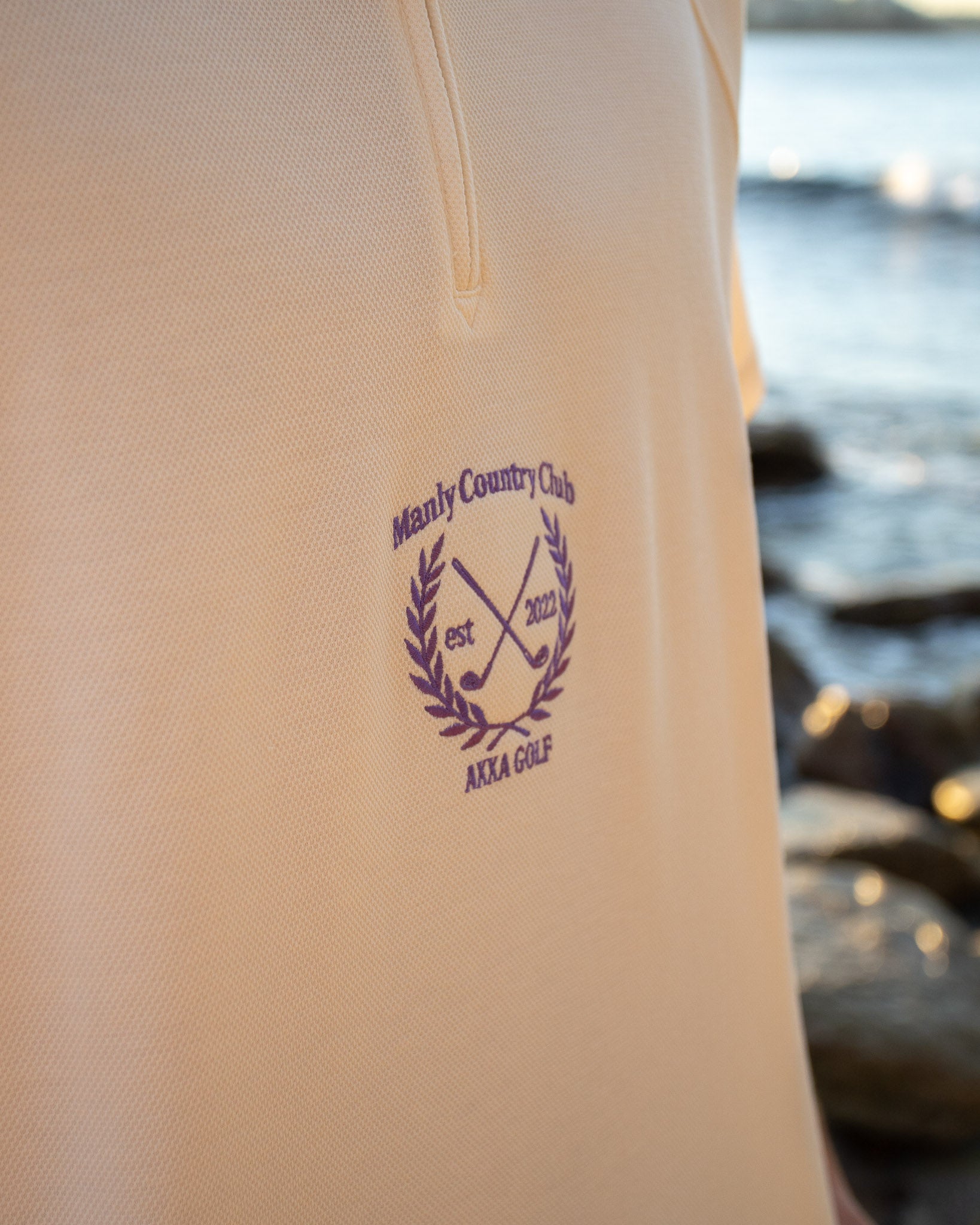 Beige Manly Country Club Zip up Polo