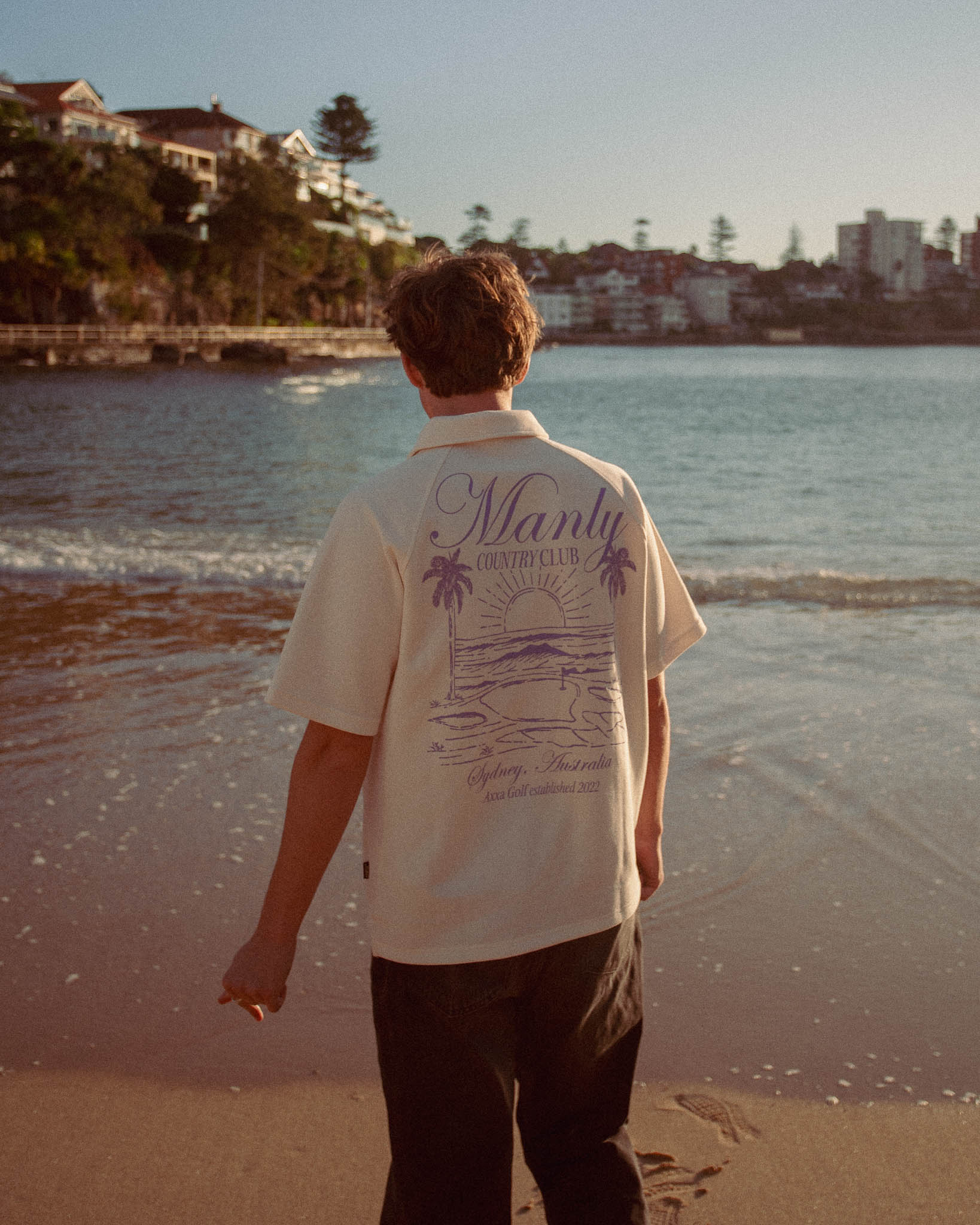 Beige Manly Country Club Zip up Polo