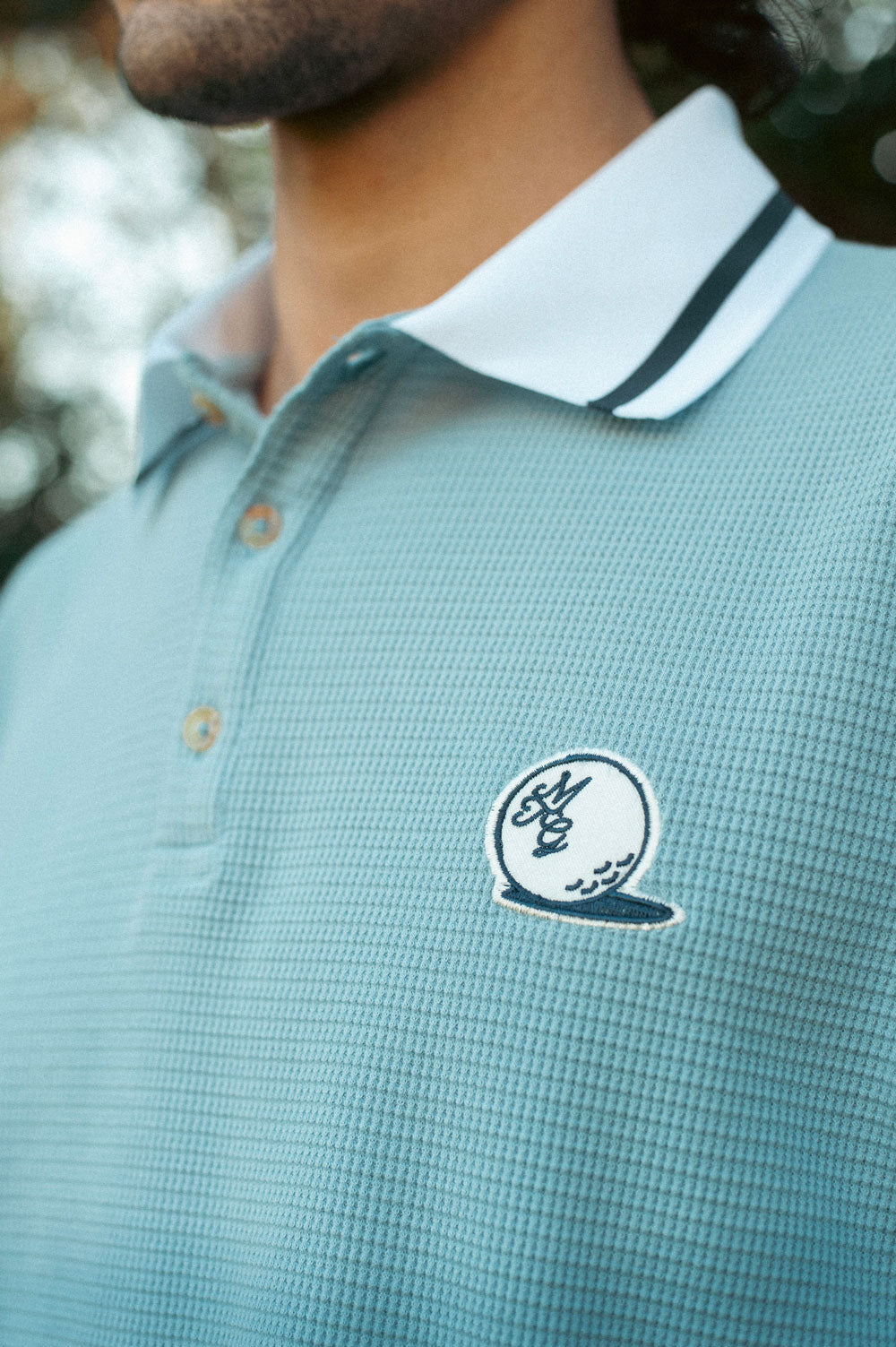 Parklands Waffle Polo - Sky Blue