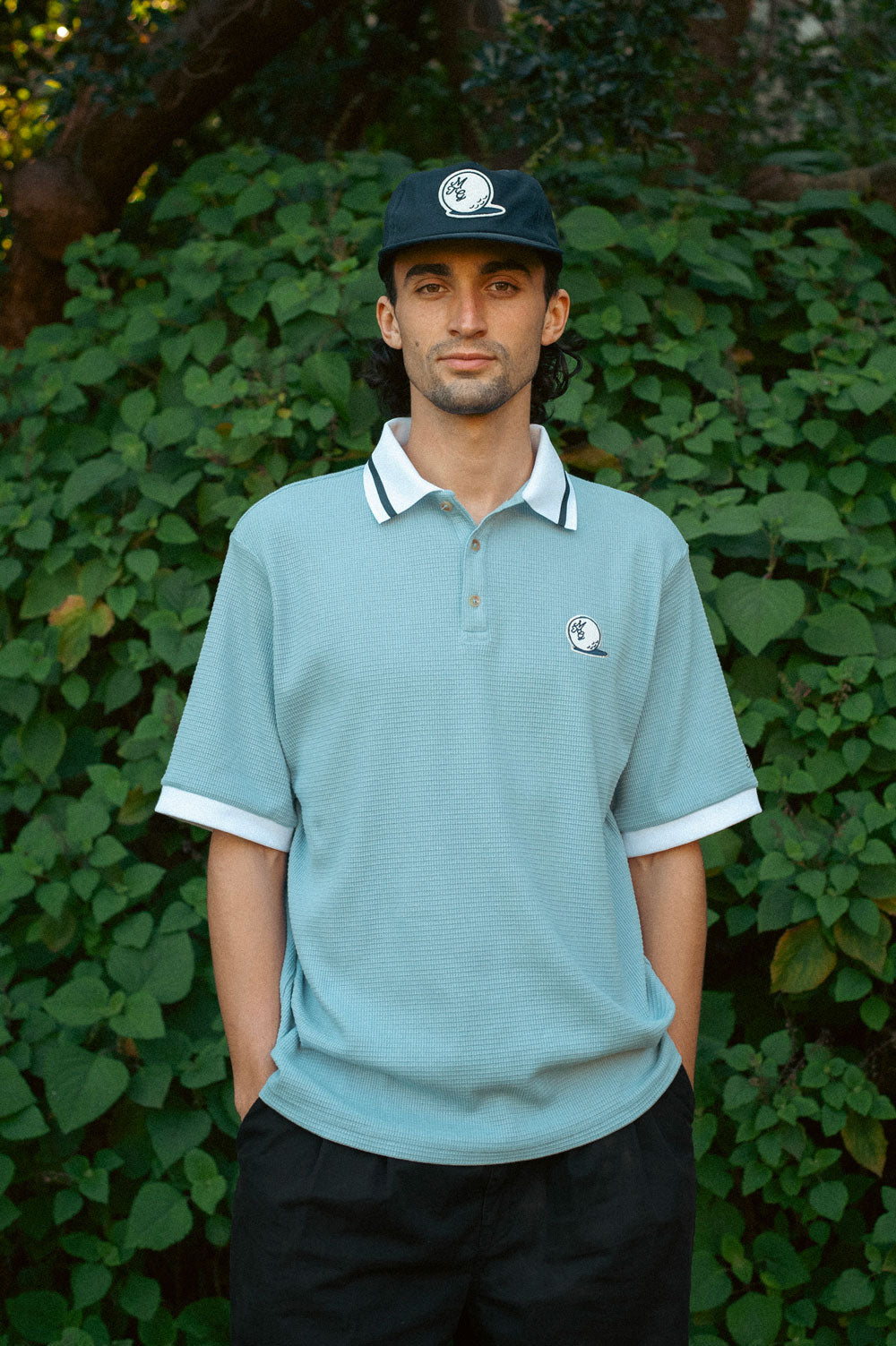 Parklands Waffle Polo - Sky Blue