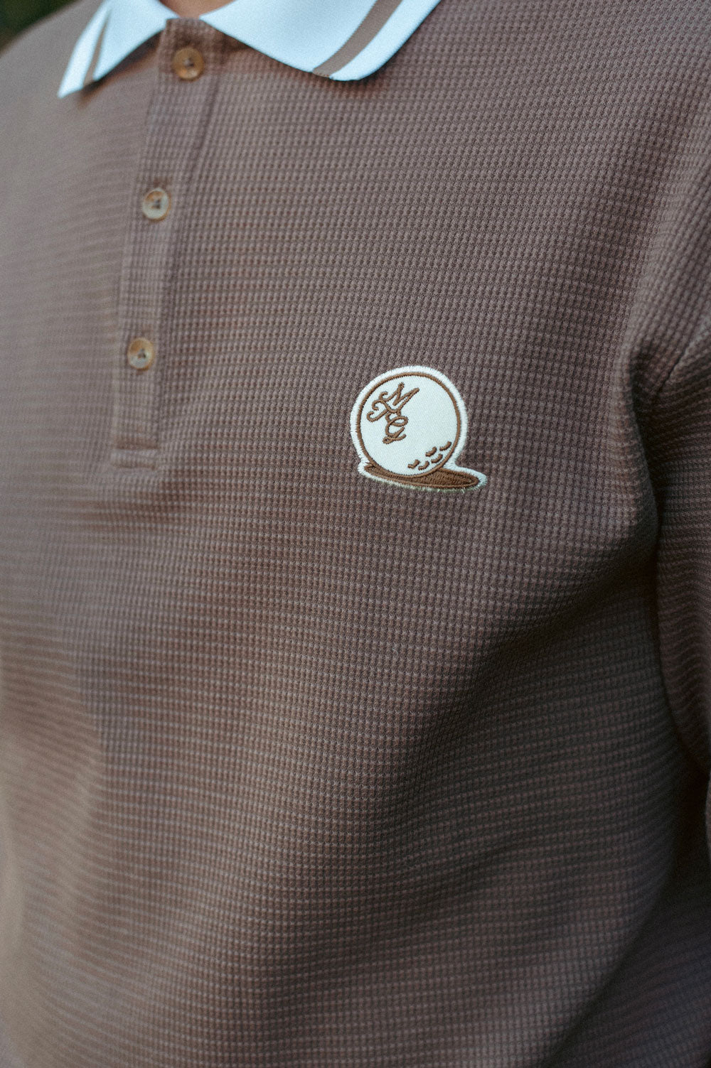 Parklands Waffle Polo - Chocolate Brown