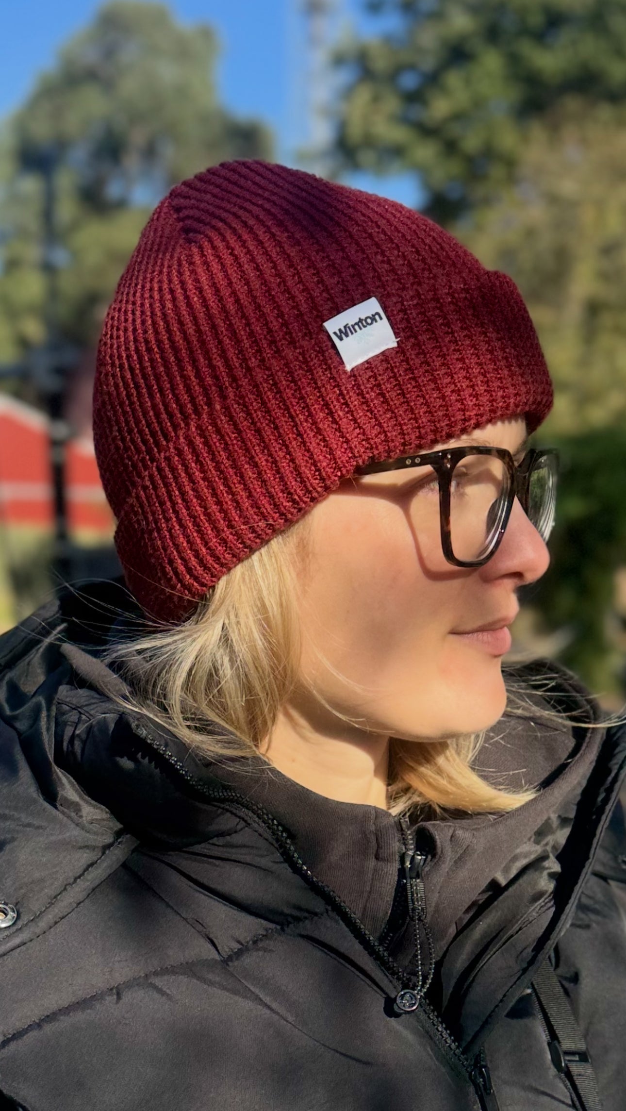 Winton | Waffle knit Beanie - Cherry