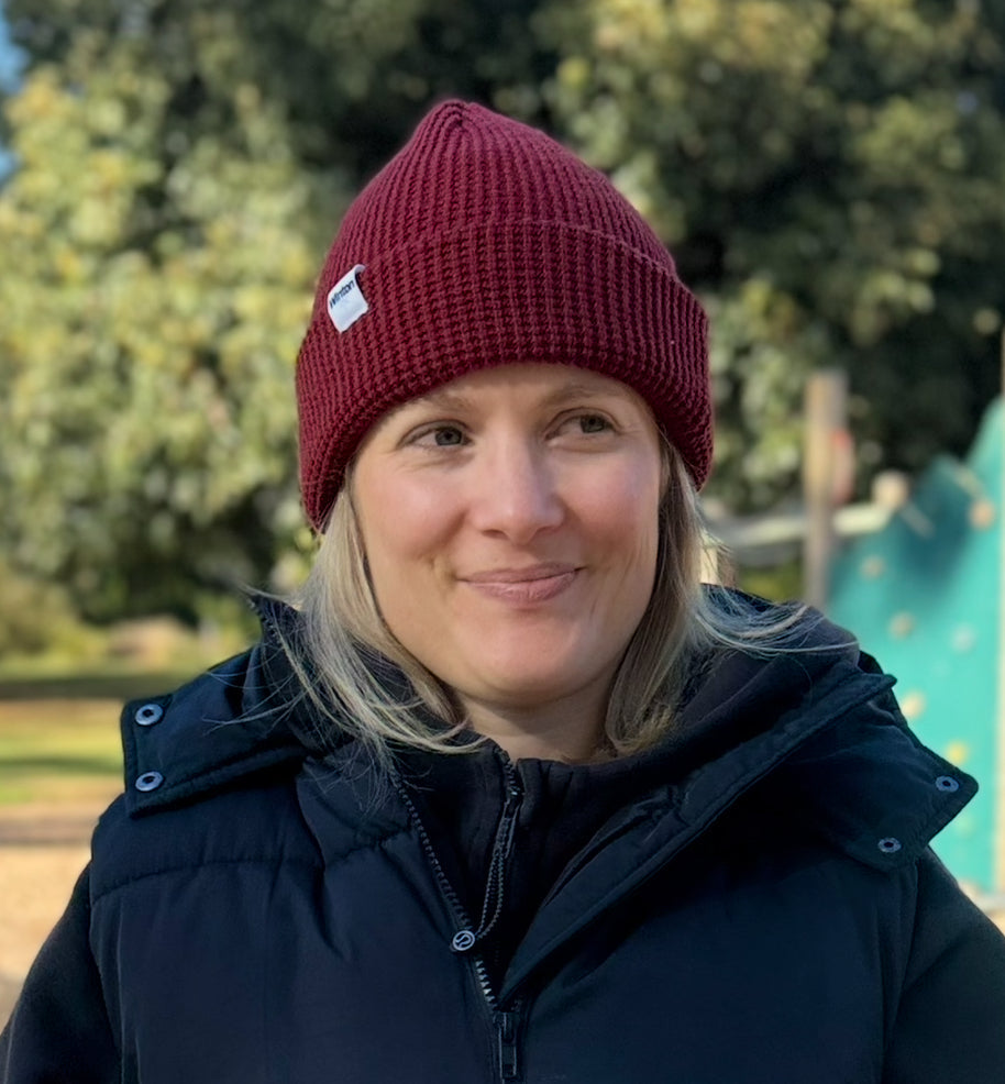 Winton | Waffle knit Beanie - Cherry