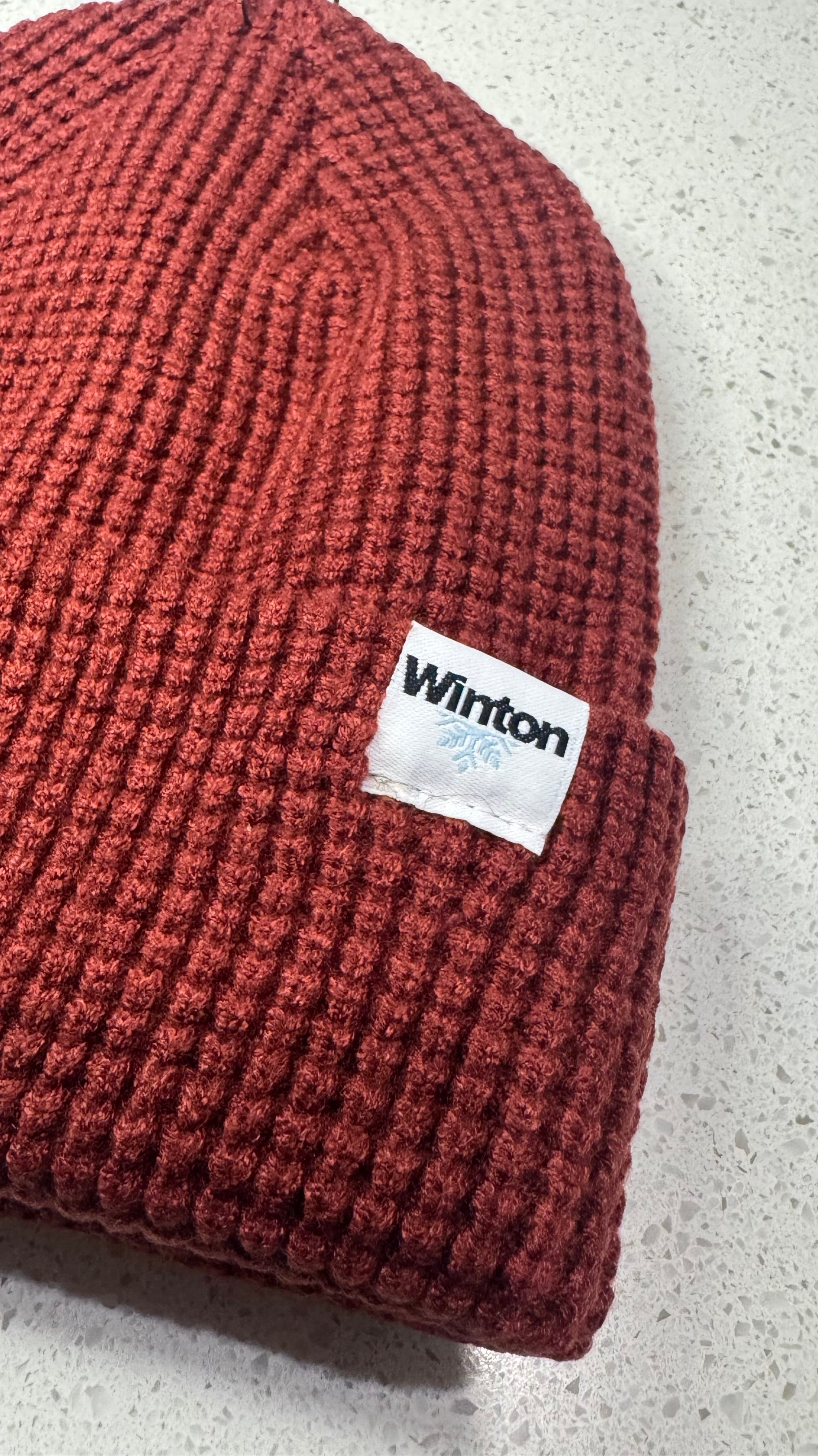 Winton | Waffle knit Beanie - Cherry