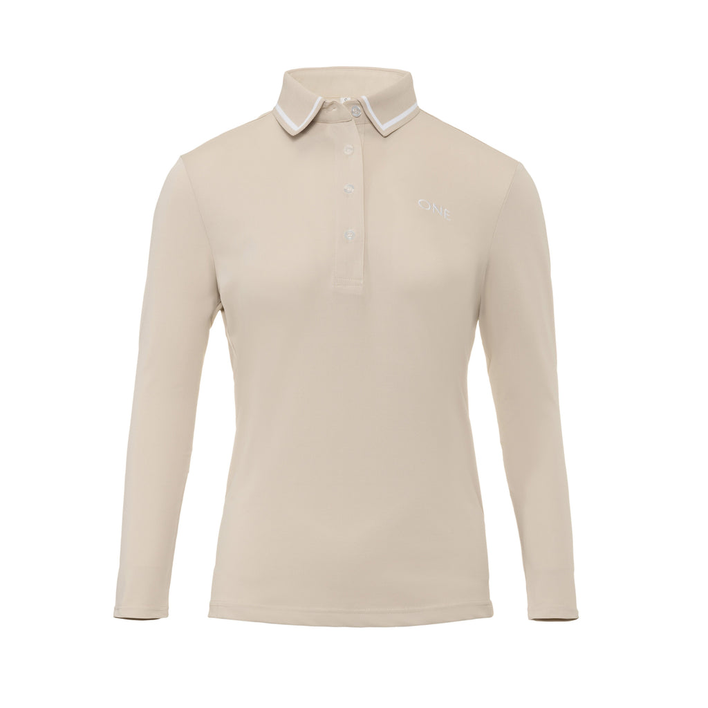 Beige Signature Polo Long Sleeve