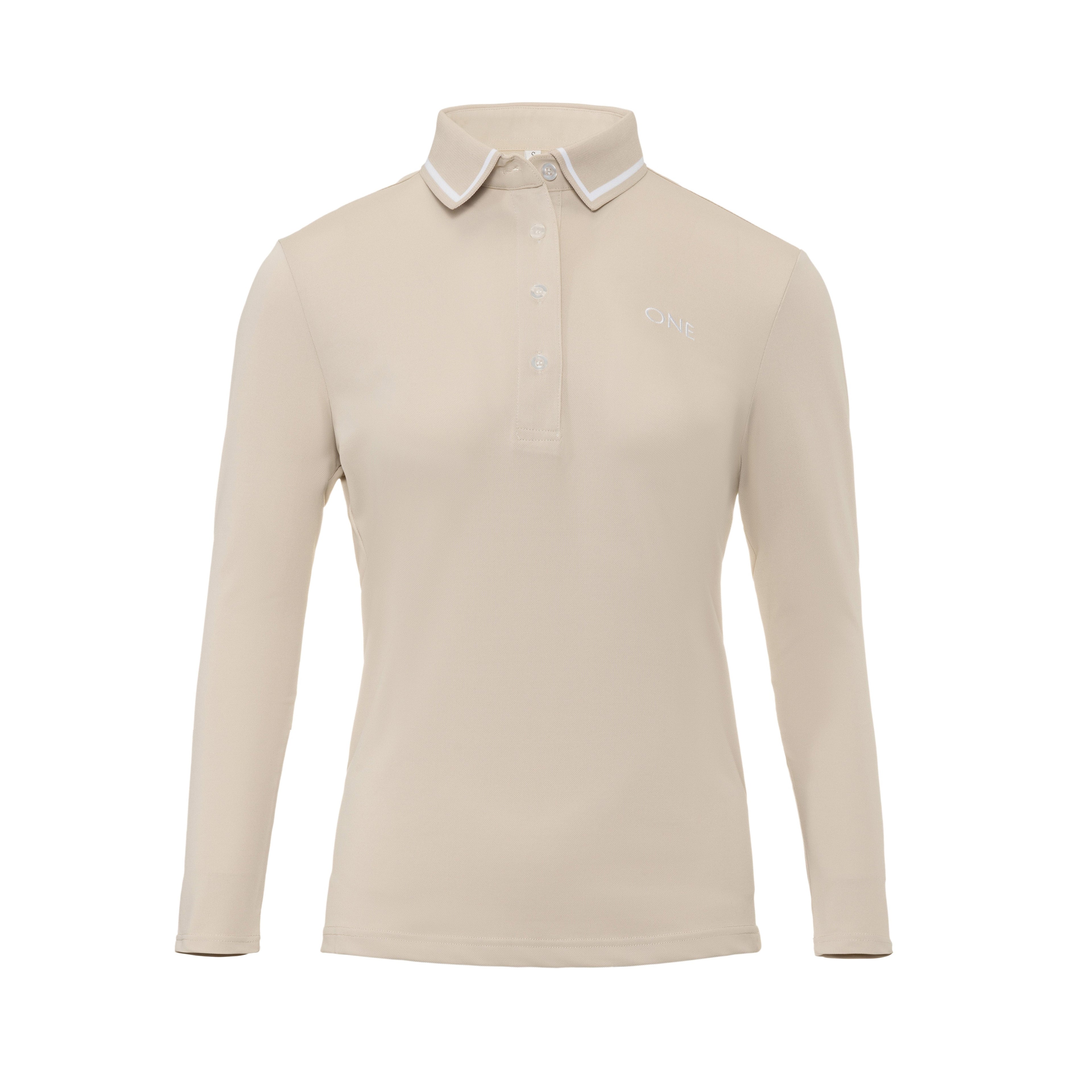 Beige Signature Polo Long Sleeve