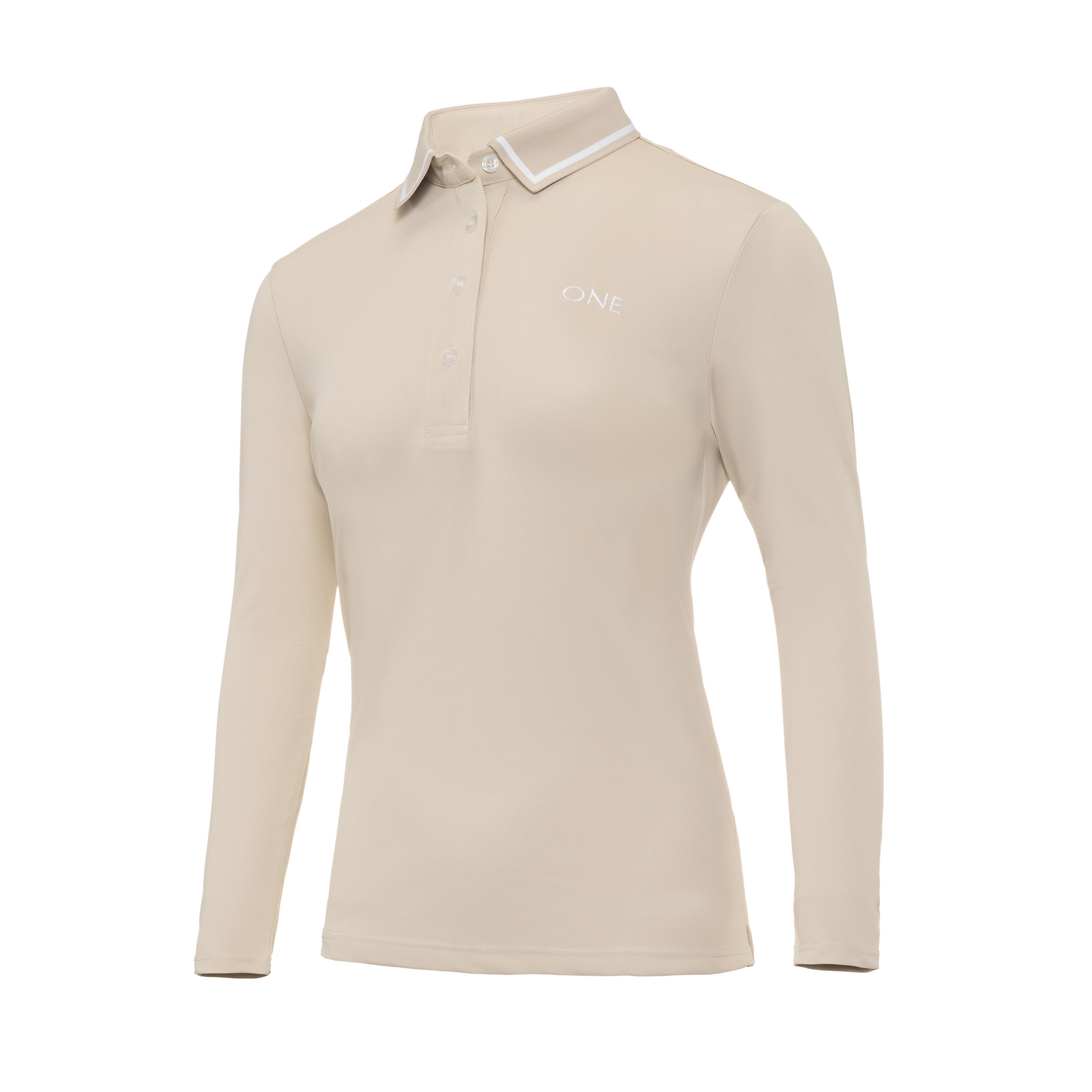 Beige Signature Polo Long Sleeve