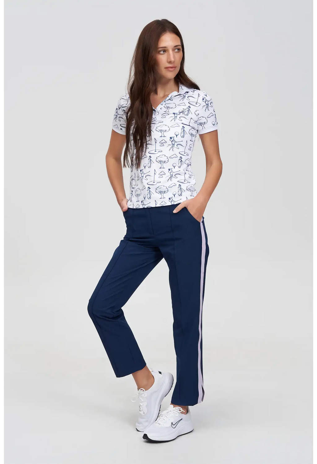 Michelle Polo - White/ Toile De Jouy