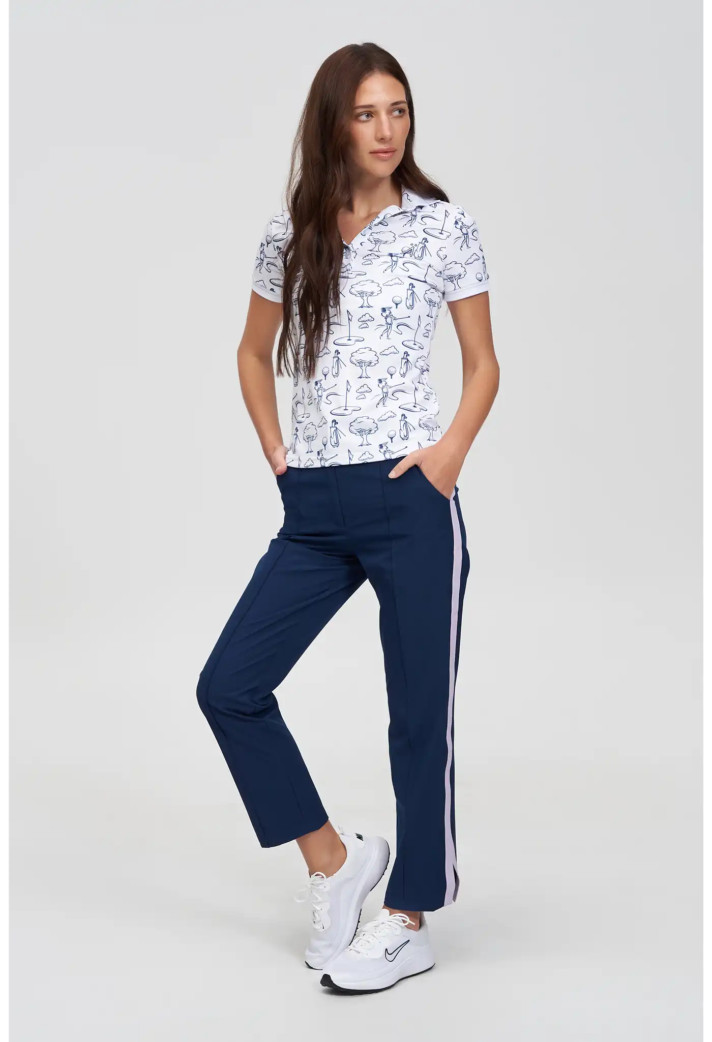 Michelle Polo - White/ Toile De Jouy