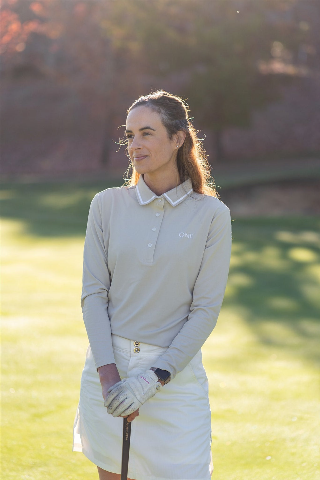 One Golf | Beige Signature Polo Long Sleeve