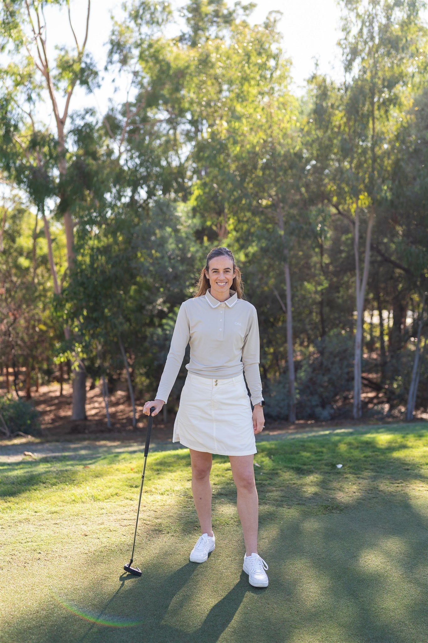 Beige Signature Polo Long Sleeve