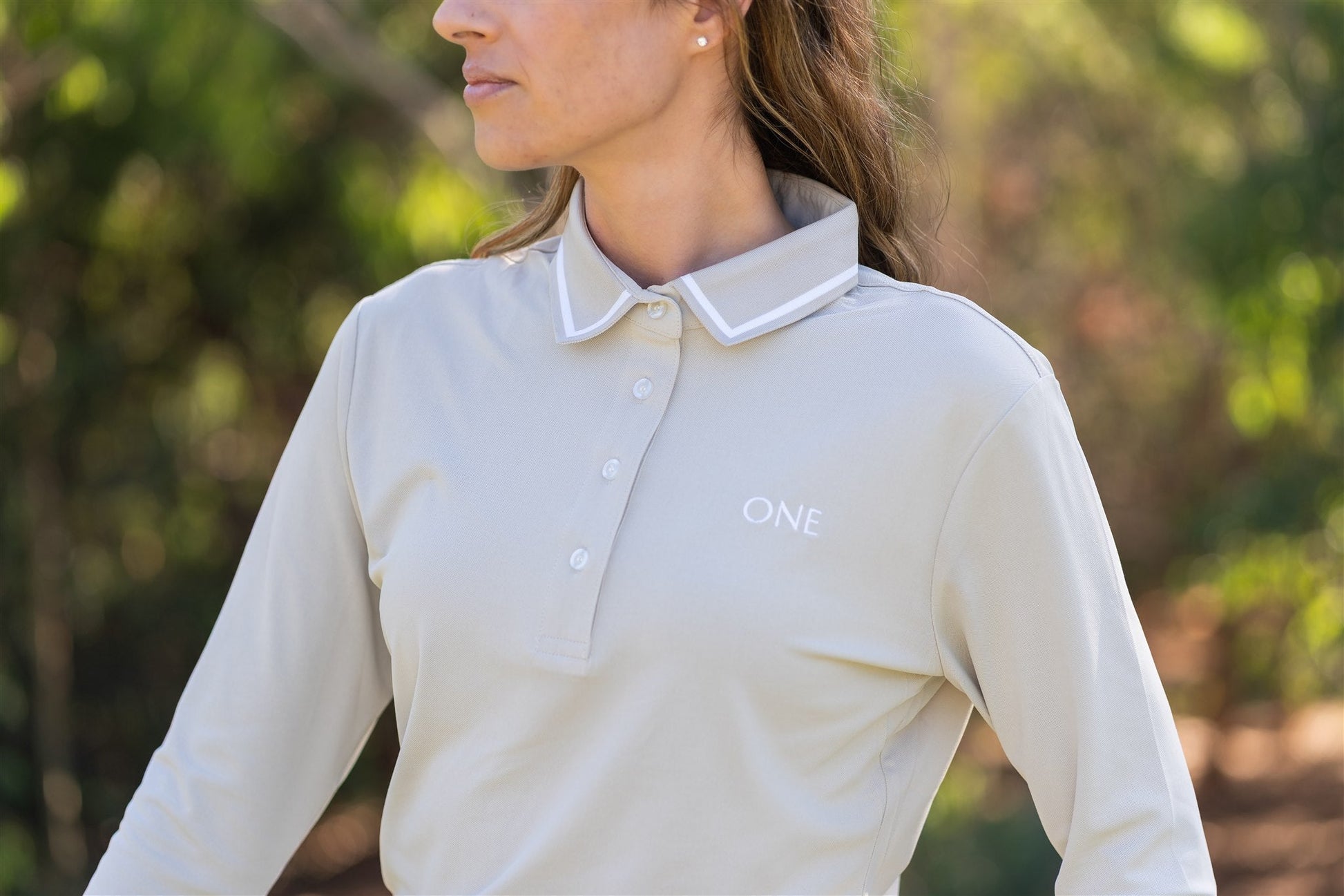 One Golf | Beige Signature Polo Long Sleeve