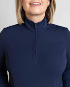 NAVY 1/4 ZIP LONG SLEEVE TOP