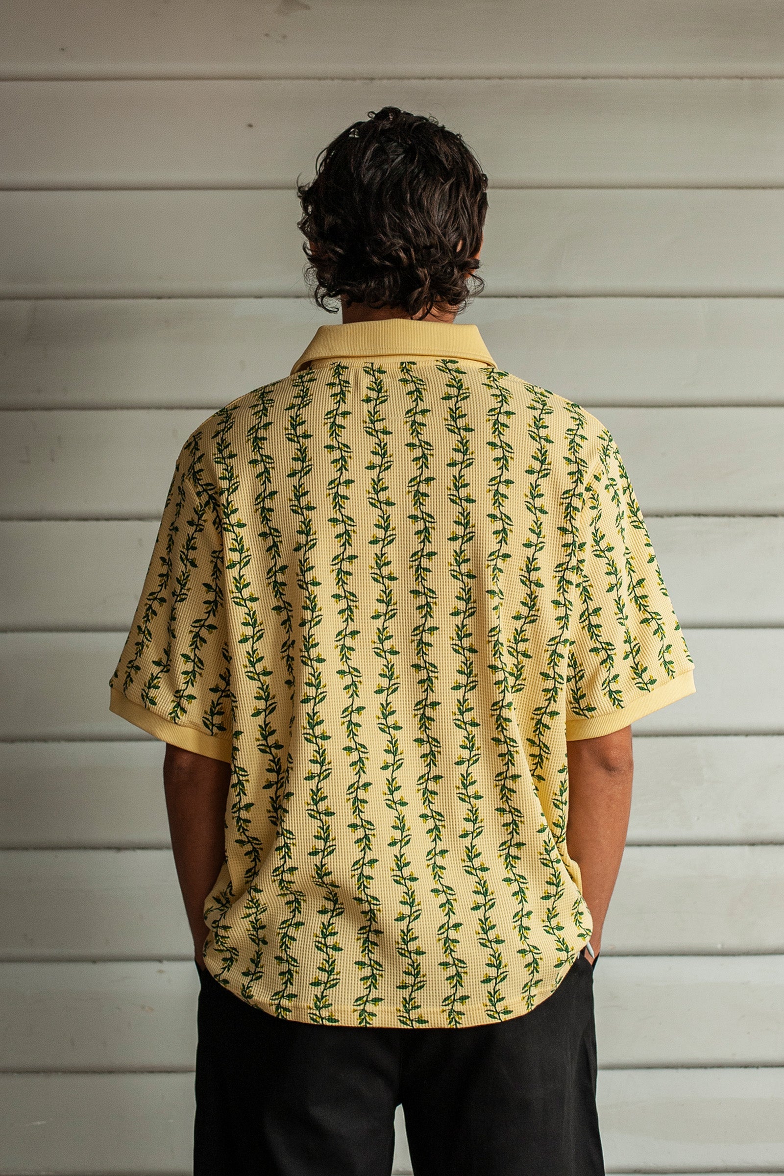 Parklands Waffle Polo - Wattle Stripe