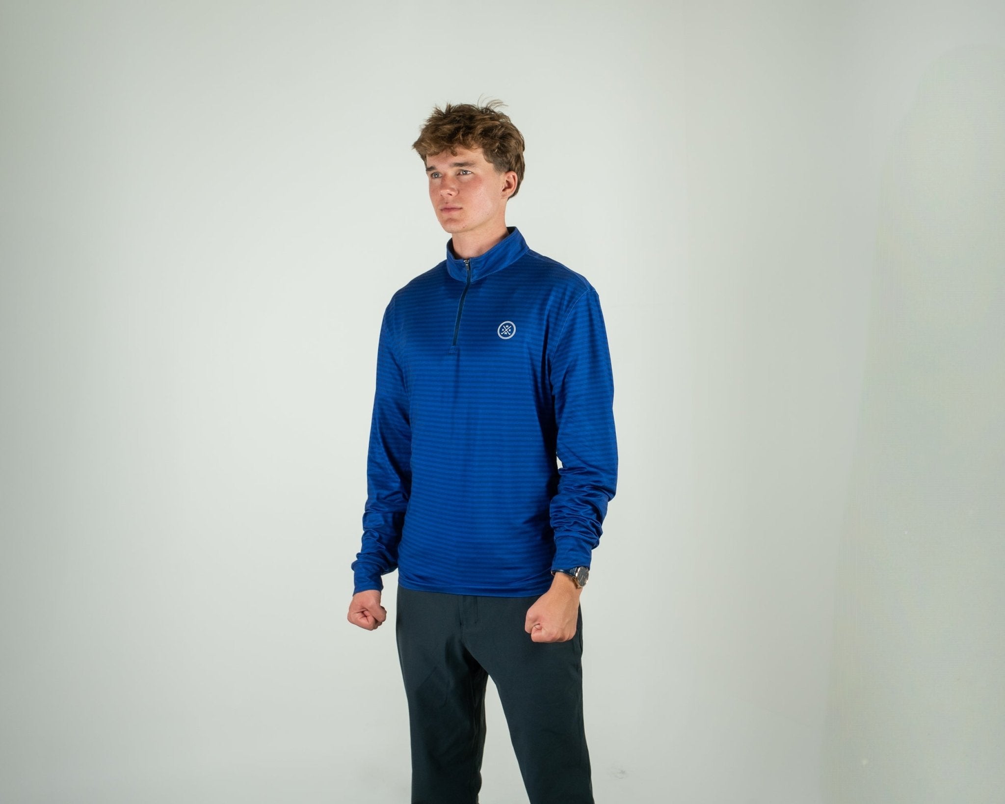 Axxa | Blue Stripe Quarter Zip
