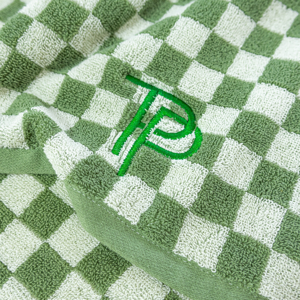 Forest checkered golf towel showing green and white cotton pattern — Three Putt Par