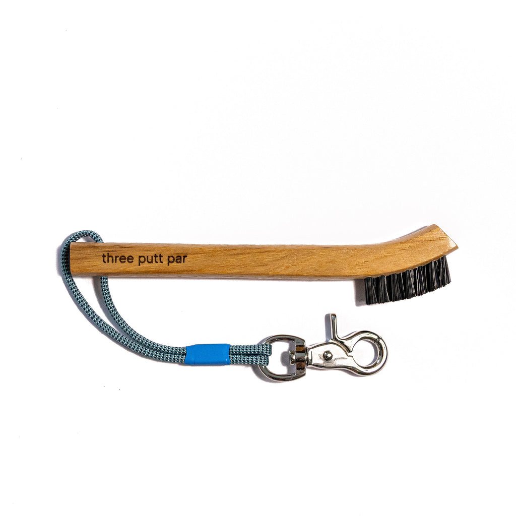 Ocean Links ocean blue hickory golf brush with paracord tether — Three Putt Par