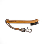 Sand Trap sandy tan hickory golf brush with quick-release clip — Three Putt Par