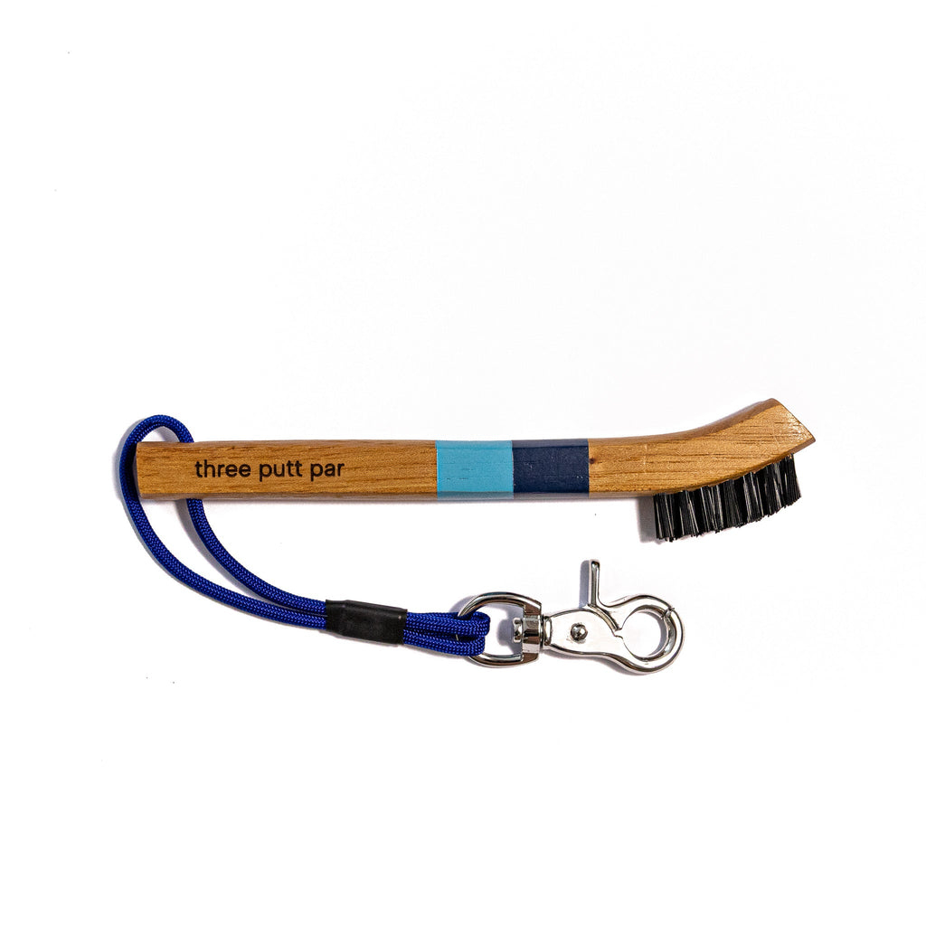 Kingston hand-painted hickory golf brush with unique painted design — Three Putt Par